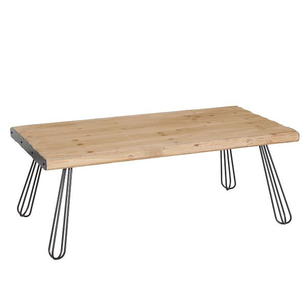 Mendler Couchtisch HWC-L73, Tisch Wohnzimmertisch, Industrial Massiv-Holz MVG 120x60cm, natur, 117566