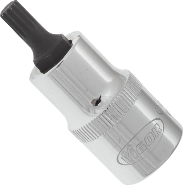 VIGOR Innenvielzahn Schraubendreher-Einsatz (XZN), Vierkant hohl 12,5 mm (1/2 Zoll), Innen Vielzahn Profil XZN, M6, Länge: 55 mm, V2095