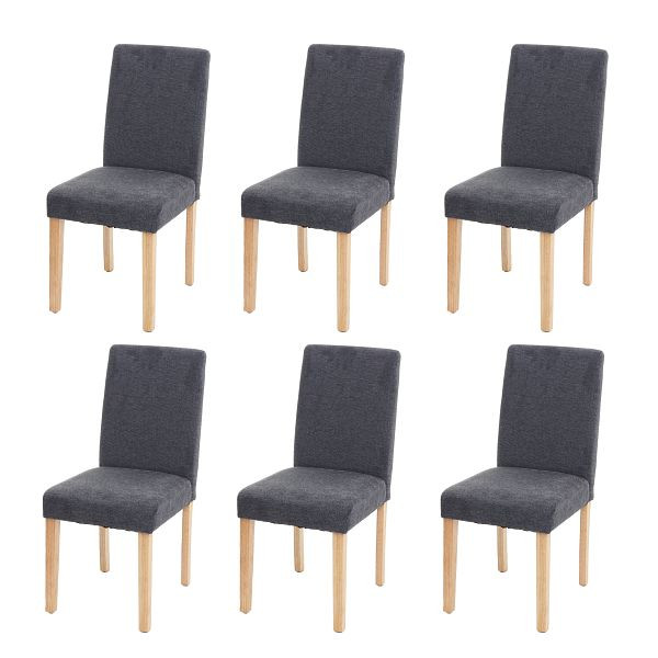 Mendler 6er-Set Esszimmerstuhl Stuhl Küchenstuhl Littau, Textil, anthrazitgrau, helle Beine, 3x74548
