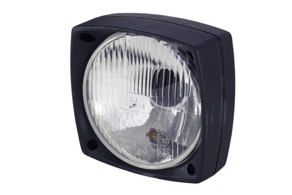 HELLA Halogen-Hauptscheinwerfer, 24/12V, Anbau/Bügelbefestigung, E12 1002/E12 1001/ECE, Stecker: Flachstecker, rechts/links/vorne, 1A3 996 026-021