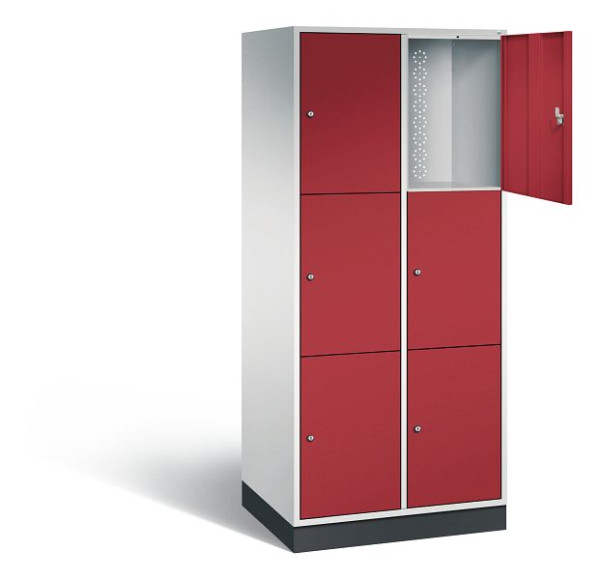 C+P XL-Schließfachschrank Intro, H1950xB820xT590mm, Farbe: Lichtgrau / Rubinrot, 8370-203 S10033