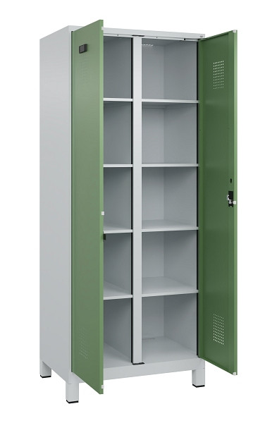 C+P Wäsche-Spind Evolo PLUS, mit Füßen, 2 Abteile, 1950x800x500mm, 7035/6011, Verschluss Zylinderschloss, 049012-22B S10037