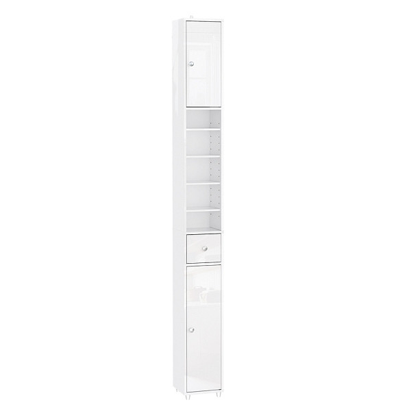 SoBuy Badezimmerhochschrank mit einer Schublade Weiß 20x20x180cm, Modern, BZR167-GW