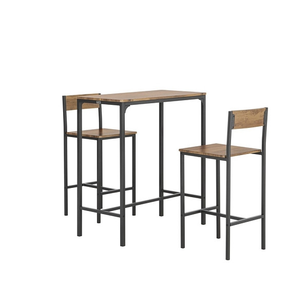 SoBuy Essgruppe für 2 Personen mit 2 Stühlen Braun 89x45x100 cm, Industriell, OGT03-XL