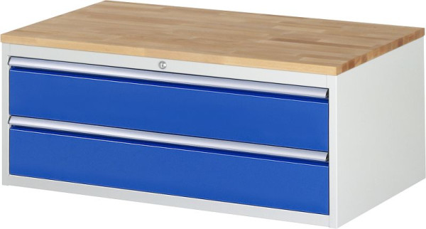RAU Schubladenschrank Serie 7000, B1145xT650xH465mm, Schubladen: 2xH180mm mit Einzelauszugssicherung, Buche-Massiv-Arbeitsplatte, 03-XXL2.0A-B.11