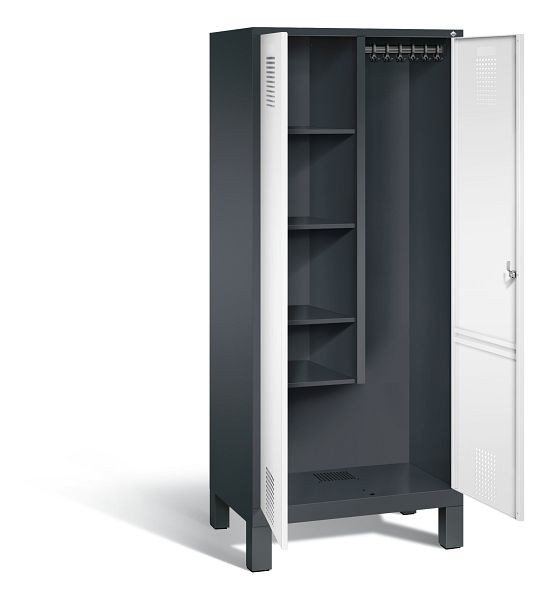 C+P Putzmittel-Spind Evolo, H1850xB810xT500mm, Farbe: Schwarzgrau / Verkehrsweiß, 48110-02 S10093