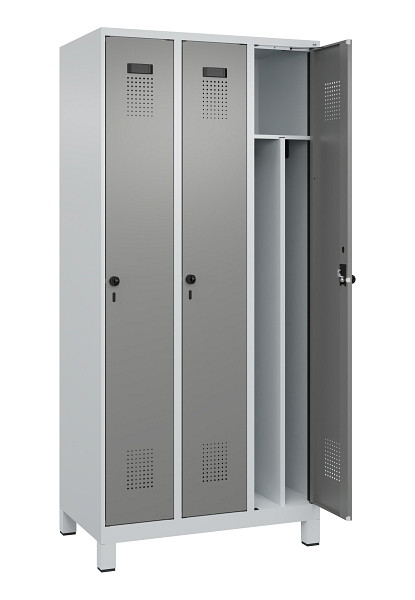 C+P Spind Evolo PLUS, mit Füßen, 3 Abteile, 1950x900x500mm, 7035/0004, Verschluss Drehriegel, 049010-30F S10014