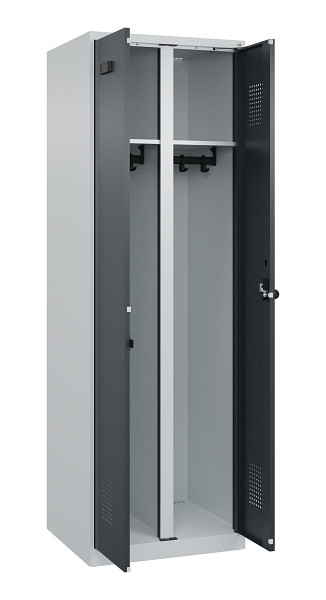 C+P Schwarz-Weiß-Spind Evolo PLUS, 2 Abteile, 1850x600x500mm, 7035/7016, Drehriegel, 049002-20 S10012