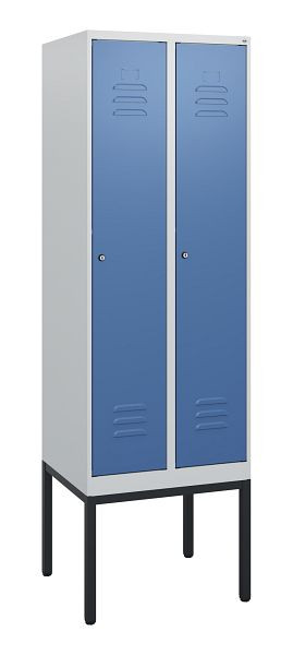 C+P Umkleidespind Classic PLUS, Gestell, 2 Abteile, 1950x600x500mm, 7035/5023, Zylinderschlösser, 0800305-20 S10020