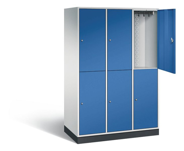 C+P Spind doppelstöckig XL Intro, H1950xB1220xT590mm, Farbe: Lichtgrau / Enzianblau, 8270-303 S10010