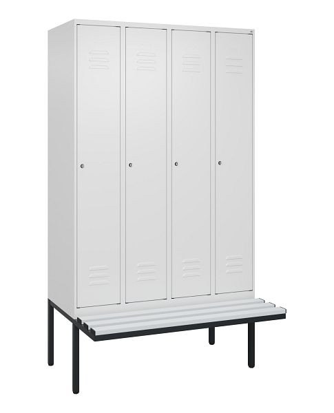 C+P Umkleidespind Classic PLUS, 4 Abteile, 2120x1200x815mm, 9016/9016, Zylinderschlösser, je 2 Doppel-Haken, 0800407-40F S10029