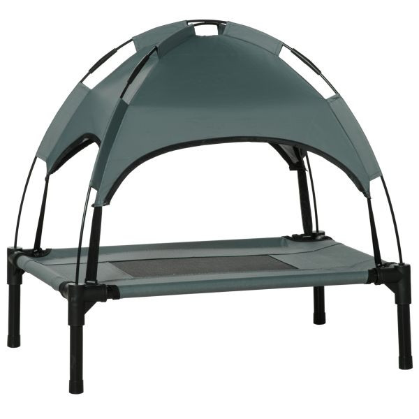 PawHut Haustierbett mit Baldachin Erhöhtes Hundebett Hundeliege outdoor Grau, D04-057