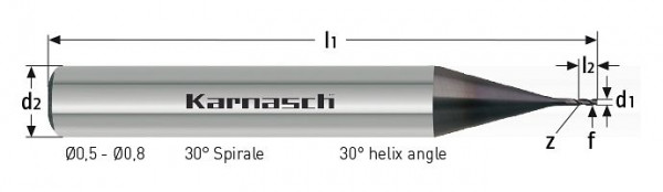 Karnasch VHM-Miniplus Schaftfräser lang HSC d= 5,8 / Z=3 UFX-1 Nano, VE: 10 Stück, 3062960580