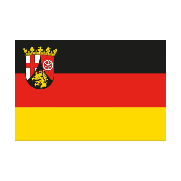 Stein HGS Landesflagge Rheinland-Pfalz, 100 x 150 cm (Querformat), mit Seil und Schlaufe, FlagTop 110 g/m², für Fahnenmasten 6 m, ohne Hohlsaum, 26486