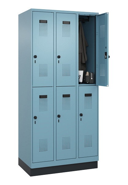 C+P Doppelstöckiger Spind Evolo PLUS, mit Sockel, 6 Fächer, 1950x900x500mm, 0010, Drehriegel, 049320-30 S10021