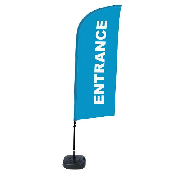 Showdown Displays Beachflag Alu Wind Komplett-Set Eingang Blau Englisch ECO, BFAW310-WT21-I123ECO