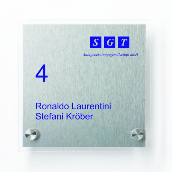 Stein HGS Türschild -Unitex K+-, Türschild/ 210x297mm, DIN A4/4 Halterungen, Aluminium, matt, 21177-02