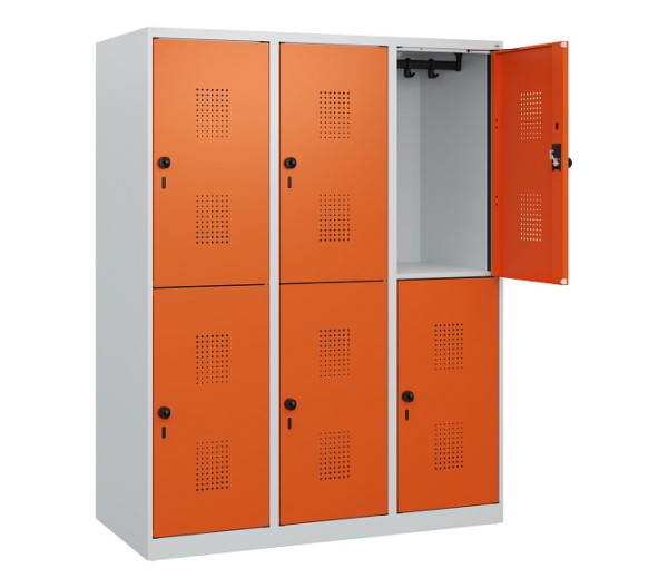 C+P Doppelstöckiger Spind Evolo PLUS, 6 Fächer, 1530x1200x500mm, 7035/2004, Drehriegel, 0493005-32 S10002