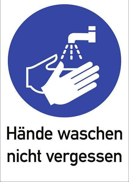 Moedel Hände waschen nicht vergessen ISO 7010, Kombischild, Folie, 131x185 mm, 103661