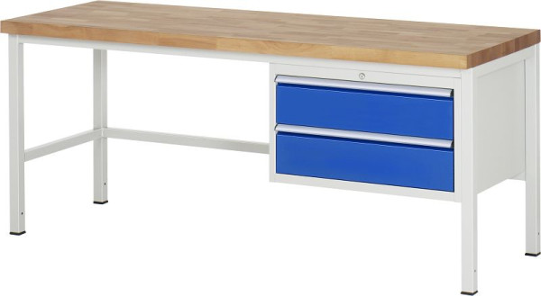 RAU Werkbank Serie 8000 - Modell 8225, B2000 x T700 x H840-1040 mm, Systemunterbau B1995 x T650 x H800-1000 mm, 03-8225A1-207B4H.11