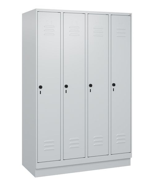 C+P Umkleidespind Classic PLUS mit Mitteltrennwand, Sockel, 4 Abteile, 1800x1200x500mm, 7035/7035, Drehriegel, 0800207-40F S10009