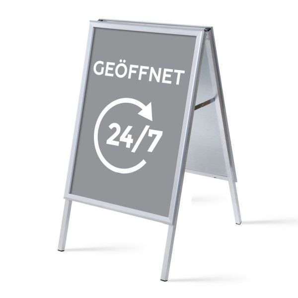 Showdown Displays Kundenstopper A1 Komplettset Geöffnet 24/7 Grau Deutsch, ZPA1G32MEI243