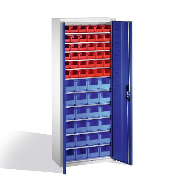 C+P Magazinschrank Serie 13, H1690xB700xT300mm, Farbe: Lichtgrau / Enzianblau, Muldengriff, 133413-23 S10031
