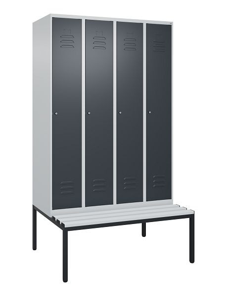 C+P Umkleidespind Classic PLUS mit Mitteltrennwand, 4 Abteile, 2120x1200x815mm, 7035/7016, Zylinderschlösser, 0800507-40F S10023
