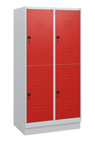 C+P Doppelstöckiger Spind Classic PLUS, Sockel, 2 Abteile, 1630x800x500mm, 7035/3020, Drehriegel, 0803205-22 S10002