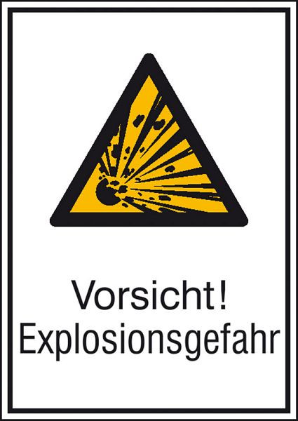 SafetyMarking Warn-Kombischild, Vorsicht! Explosionsgefahr, BxH 13,1x18,5 cm, Folie, selbstklebend, 21.0404
