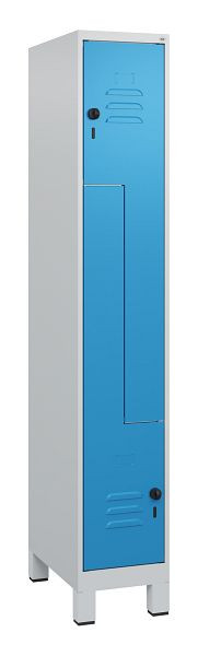 C+P Z-Spind Classic PLUS, Füße, 2 Abteile, 1800x300x500mm, 7035/5012, Drehriegel, 0800137-102 S10004