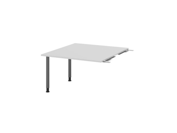 Hammerbacher Verkettungsplatte VKT, Farbe Tischplatte: Grau, Platte: 1200 x 1300 x 25 mm, Rundrohr-Fuß Graphit, Arbeitshöhe: 720 - 740 mm, VKT12C/5/G