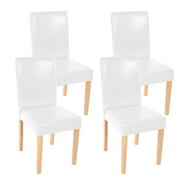 Mendler 4er-Set Esszimmerstuhl Stuhl Küchenstuhl Littau, Kunstleder, weiß helle Beine, 28654