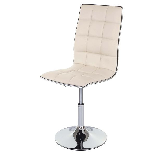 Mendler Esszimmerstuhl HWC-C41, Stuhl Küchenstuhl, höhenverstellbar drehbar, Kunstleder, creme, 74272