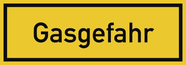 Moedel Gasgefahr, Textschild, Kunststoff, 210x74 mm, 108159