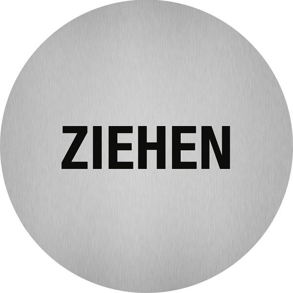 Moedel Piktogramm Ziehen, Edelstahl, selbstklebend, Ø 50 mm, 52262