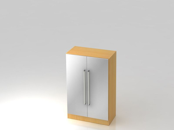 Hammerbacher Schrank 3OH mit Sockelblende Chromgriff Buche/Silber, 80x42x127 cm (BxTxH), V7550/6/S/CE