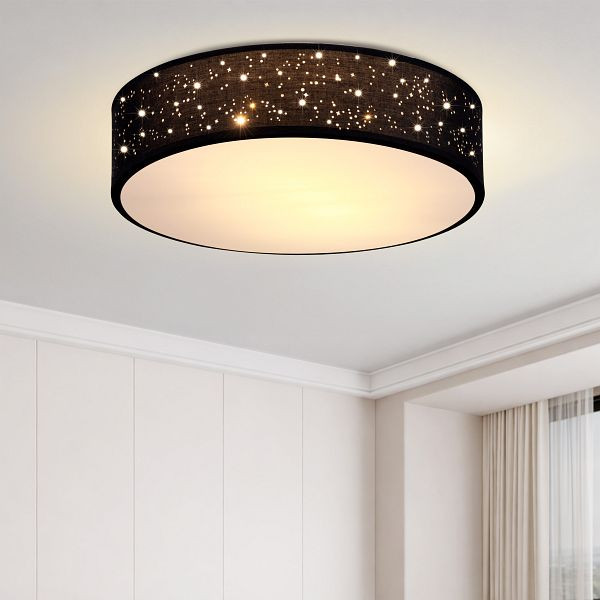 monzana Deckenlampe Schwarz Stoff Ø38cm Sternenhimmel, 109411