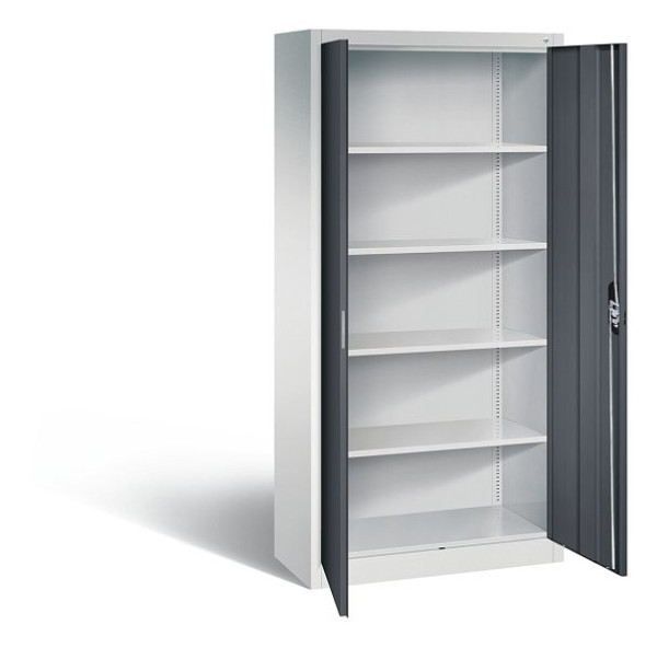 C+P Büroschrank Acurado, H1950xB930xT400mm, Farbe: Lichtgrau / Schwarzgrau, Muldengriff, 5 OH, 9260-000 S11613