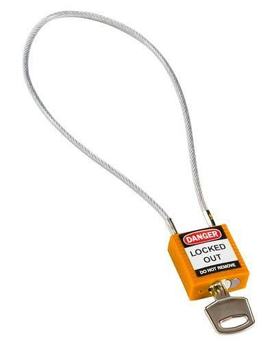 Brady Kompakt-Sicherheitsschloss, Keyed Different Schlüsseleinteilung, mit Kabelbügel 400 mm, orange, 244340