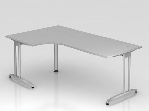 Hammerbacher Winkeltisch C-Fuß 200x120cm 90° Grau, Winkelform 90°, horizontale Kabelwanne, links oder rechts montierbar, Arbeitshöhe 72 cm, VBS82/5/S