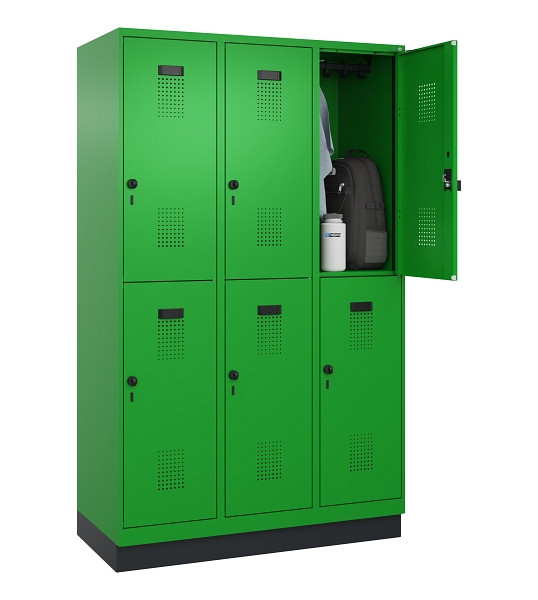 C+P Doppelstöckiger Spind Evolo PLUS, mit Sockel, 6 Fächer, 1950x1200x500mm, 603, Drehriegel, 049320-32 S10026