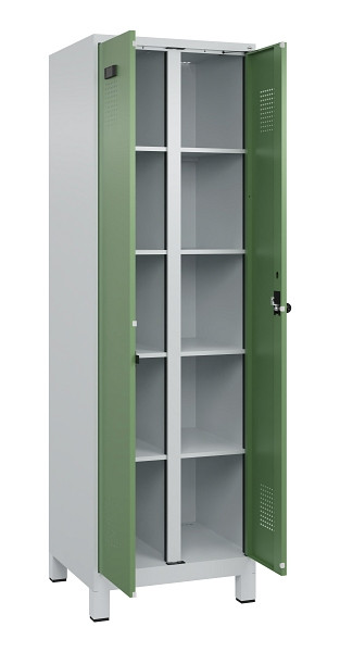 C+P Wäsche-Spind Evolo PLUS, mit Füßen, 2 Abteile, 1950x600x500mm, 7035/6011, Verschluss Drehriegel, 049012-20B S10010