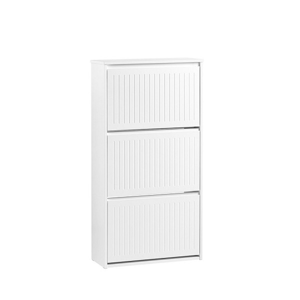 SoBuy Schuhschrank mit 3 Türen Weiß 61x26x120 cm, Funktional, FSR165-H-W