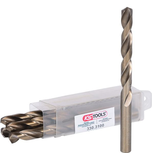 KS Tools HSS-G Co 5 Spiralbohrer, 10mm, VE: 5 Stück, 330.3100