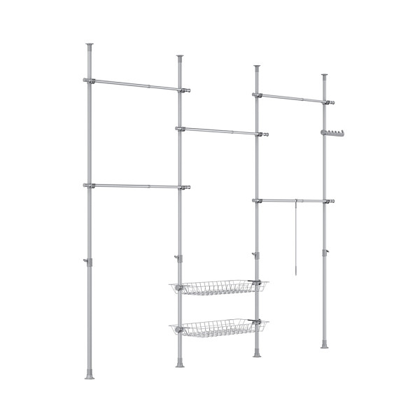 SoBuy Verstellbarer Garderobenständer Hellgrau 62x75x200 cm, Funktional, KLS04-II-HG