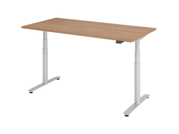 Hammerbacher Sitz-Steh-Schreibtisch elektrisch 160x80cm Nussbaum/Silber, VXDLR16/N/S