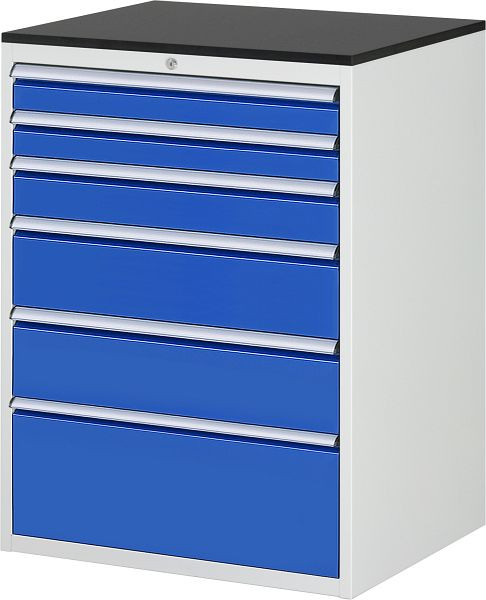 RAU Schubladenschrank Serie 7000, B770xT650xH1030mm, Schubladen: 2xH90, 1xH120, 2xH180, 1xH270mm, Arbeitsplatte melaminharzbeschichtet, 03-XL7.7A-M.11
