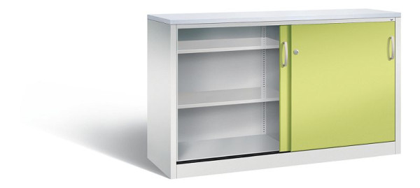 C+P Sideboard mit Schiebetüren Acurado, H1000xB1600xT500mm, Farbe: Lichtgrau / Viridingrün, Bügelgriff, 2156-00 S10087