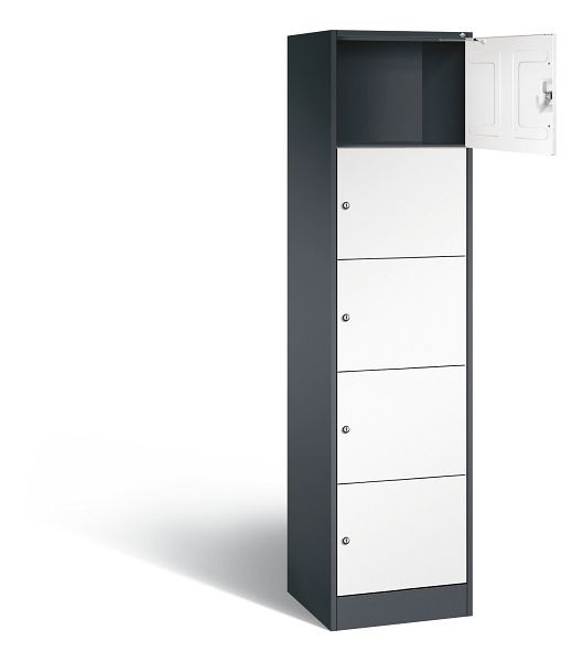 C+P Schließfachschrank Serie 8070, H1950xB460xT480mm, Farbe: Schwarzgrau / Verkehrsweiß, 82700-10 S10392